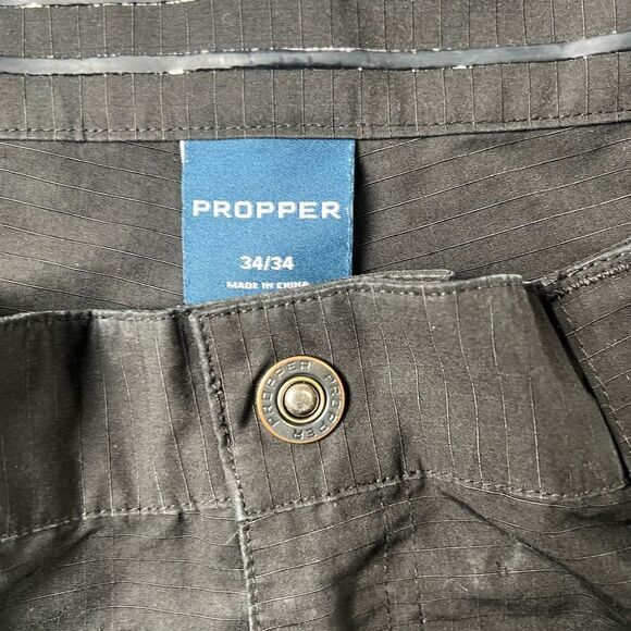 Propper Pants Men 34x34 Black Cargo Pockets Workwear Ripstop Tactical #0277 - Picture 6 of 8